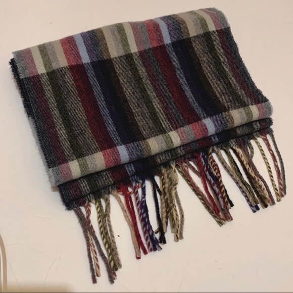 Wool scarf made in Italy stripes fringed - Picture 5 of 7